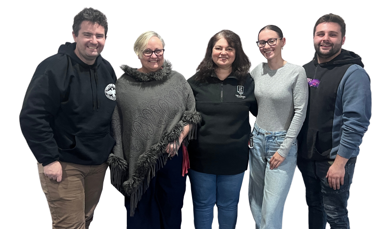 Group photo of the TMCS Disability Support team — Ben, Tina, Lidia, Chelsea and Callum